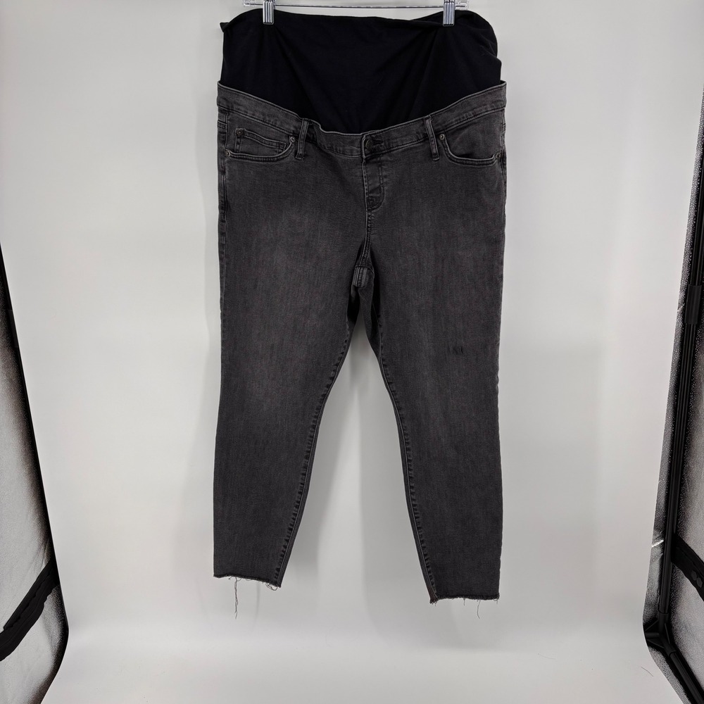 GAP Denim Maternity Jeans Gray Wash Distressed Hem Full Panel Women's Size‎ 34